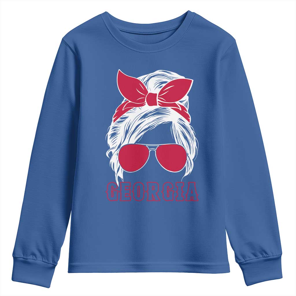 Georgia Lovers Youth Sweatshirt Bulldogs Game Day Messy Bun - Wonder Print Shop