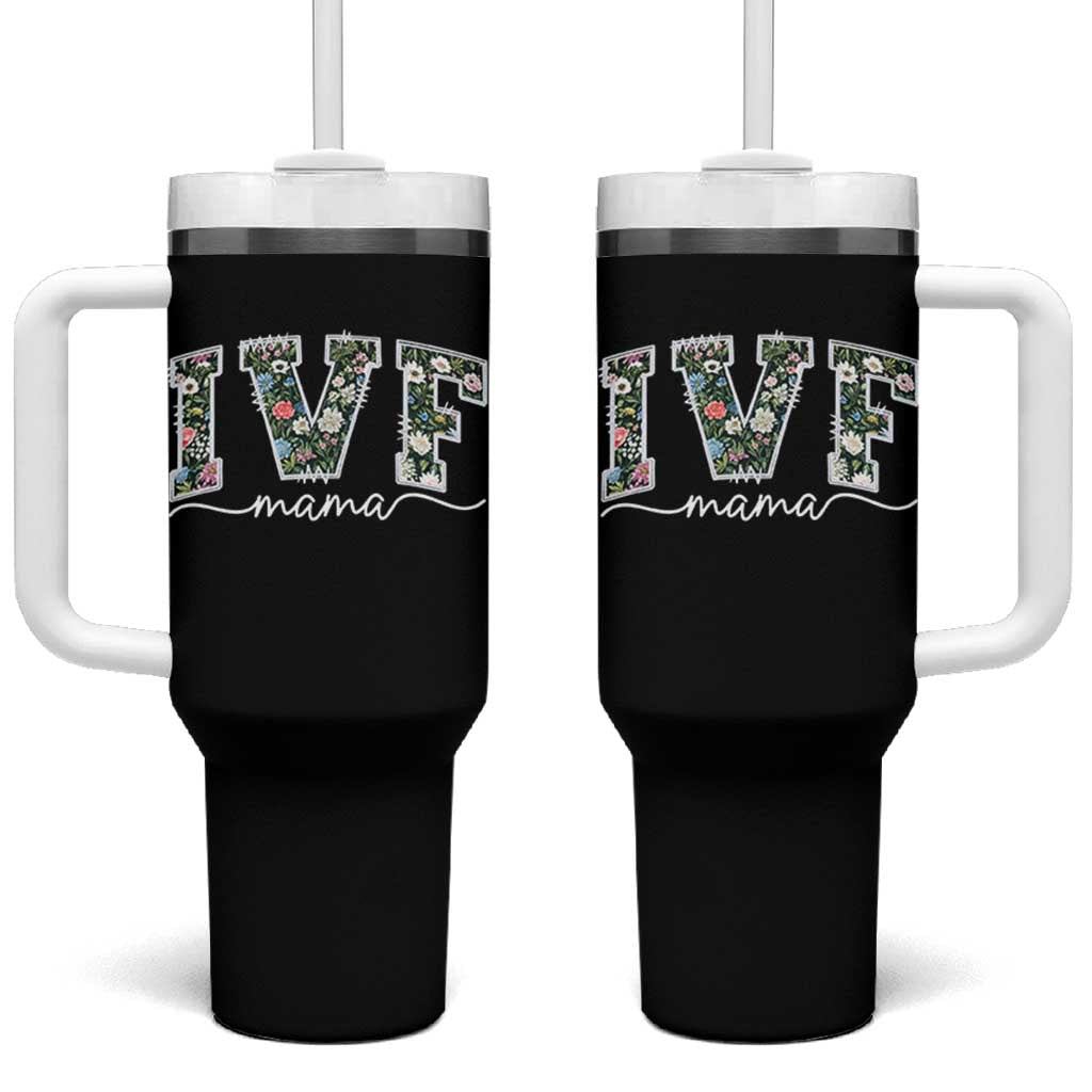IVF Mama Tumbler With Handle Floral Mom Mothers Day - Wonder Print Shop