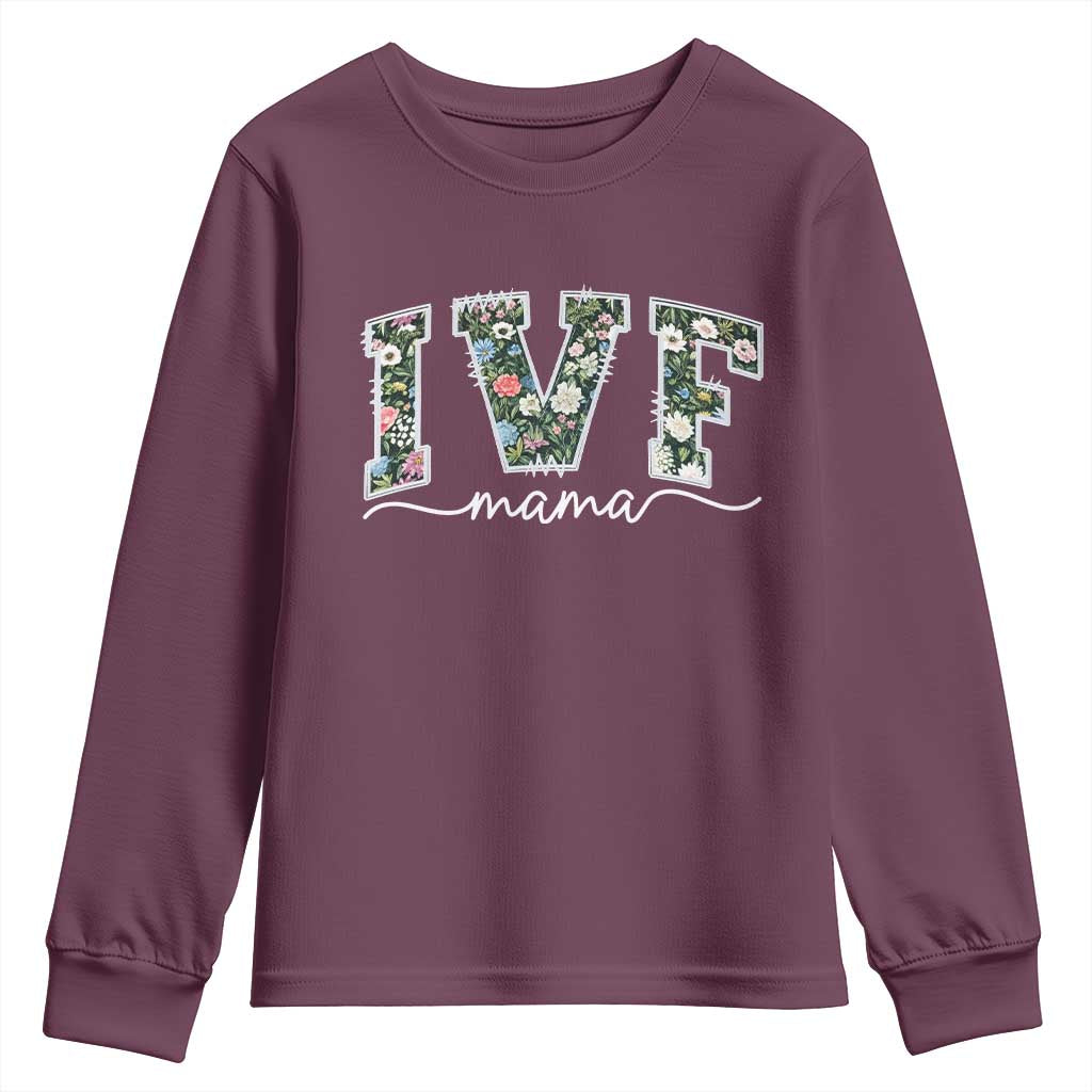 IVF Mama Youth Sweatshirt Floral Mom Mothers Day - Wonder Print Shop