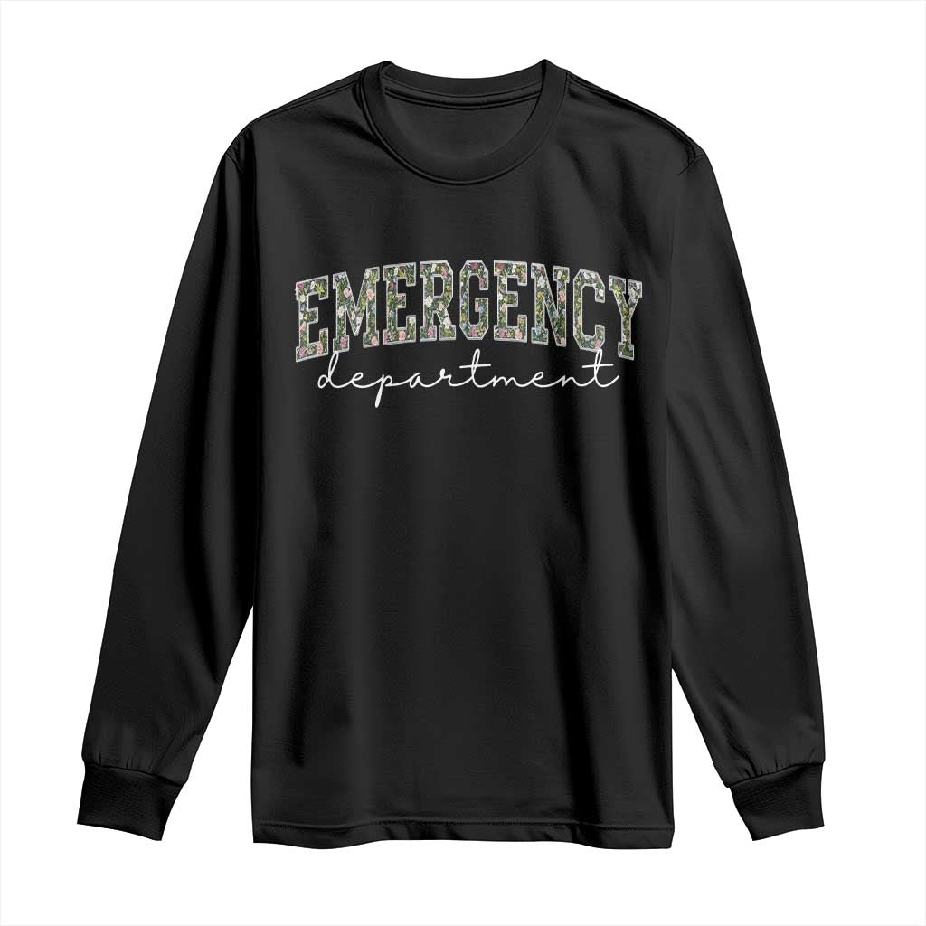 Floral Emergency Department Long Sleeve Shirt ER Nurse Gift - Wonder Print Shop
