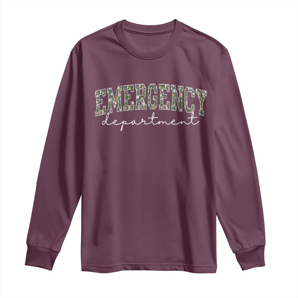 Floral Emergency Department Long Sleeve Shirt ER Nurse Gift - Wonder Print Shop