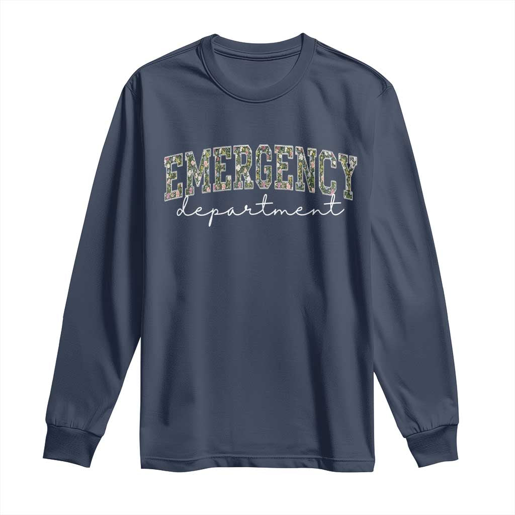 Floral Emergency Department Long Sleeve Shirt ER Nurse Gift - Wonder Print Shop