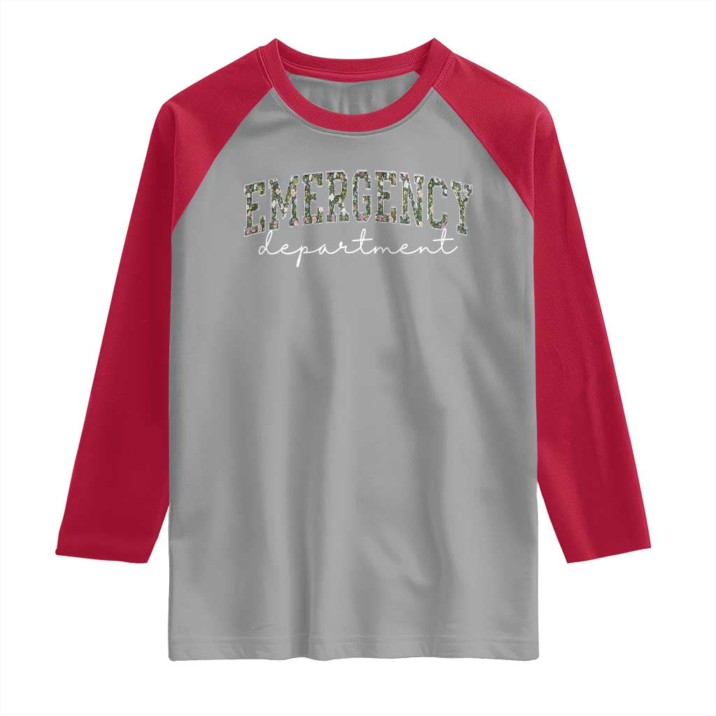 Floral Emergency Department Raglan Shirt ER Nurse Gift - Wonder Print Shop
