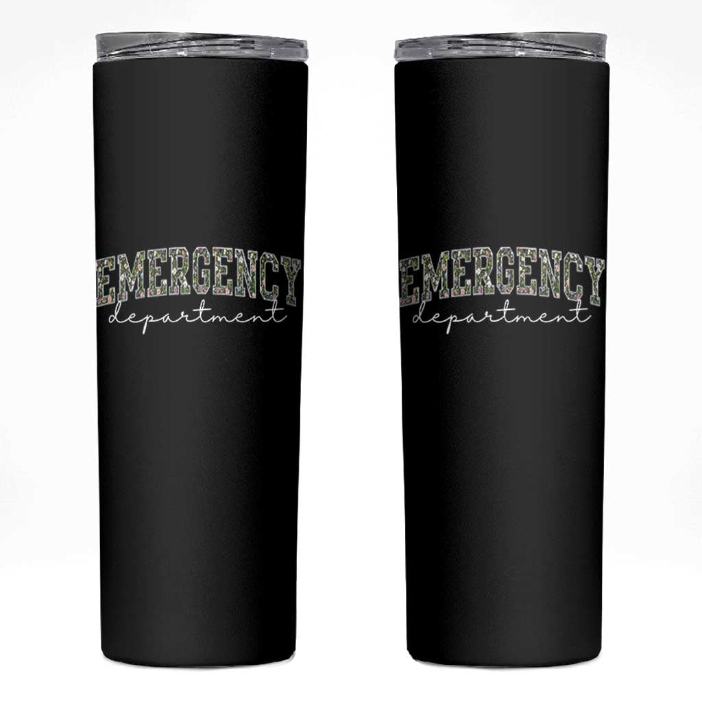 Floral Emergency Department Skinny Tumbler ER Nurse Gift - Wonder Print Shop