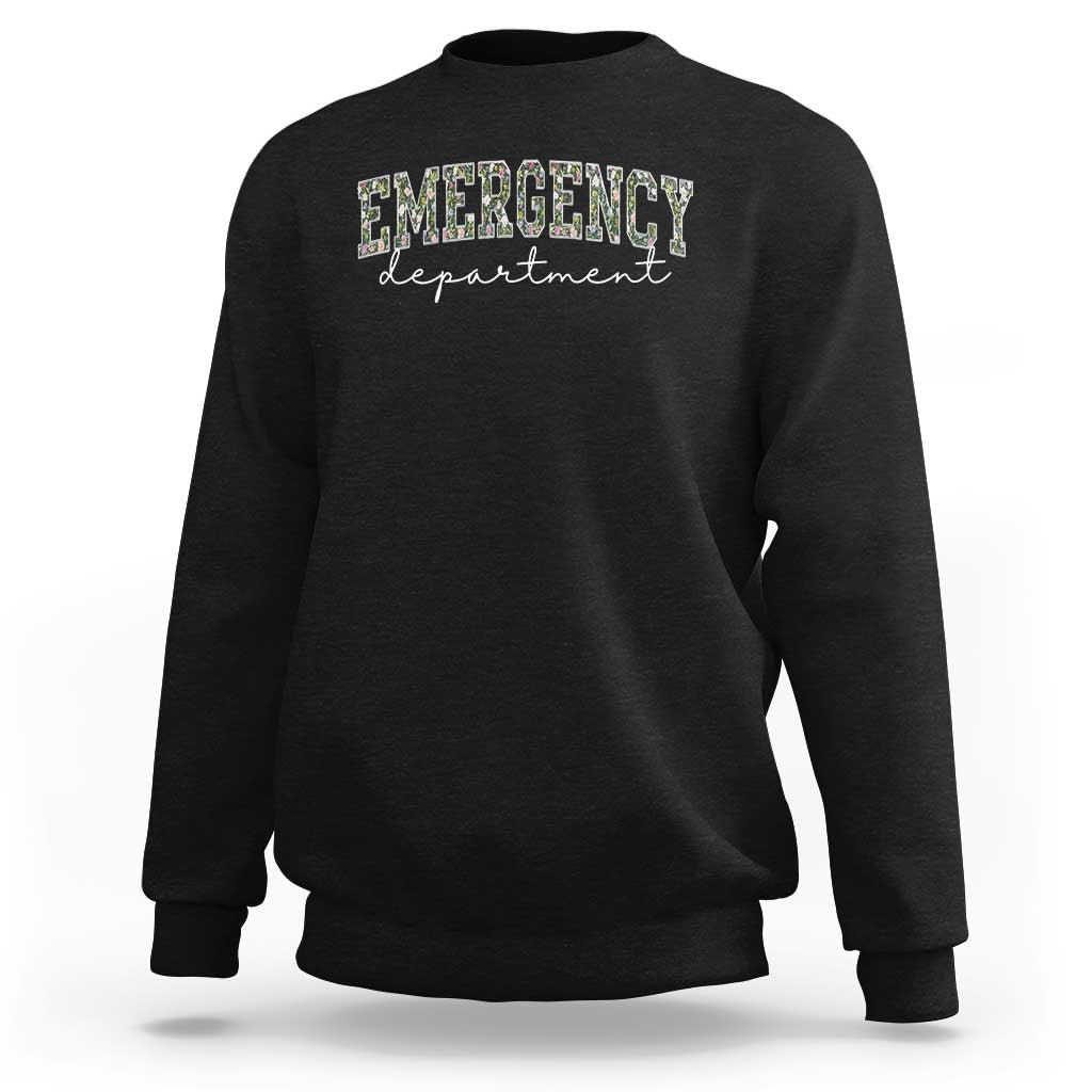 Floral Emergency Department Sweatshirt ER Nurse Gift - undefined