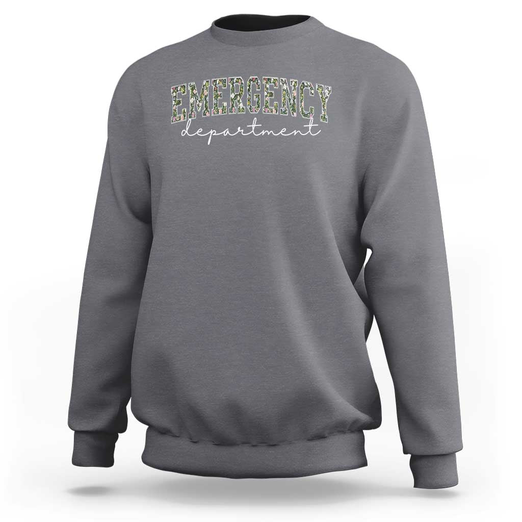 Floral Emergency Department Sweatshirt ER Nurse Gift - undefined