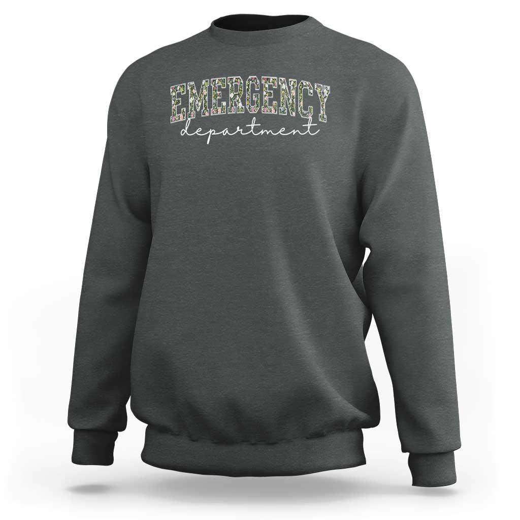 Floral Emergency Department Sweatshirt ER Nurse Gift - undefined