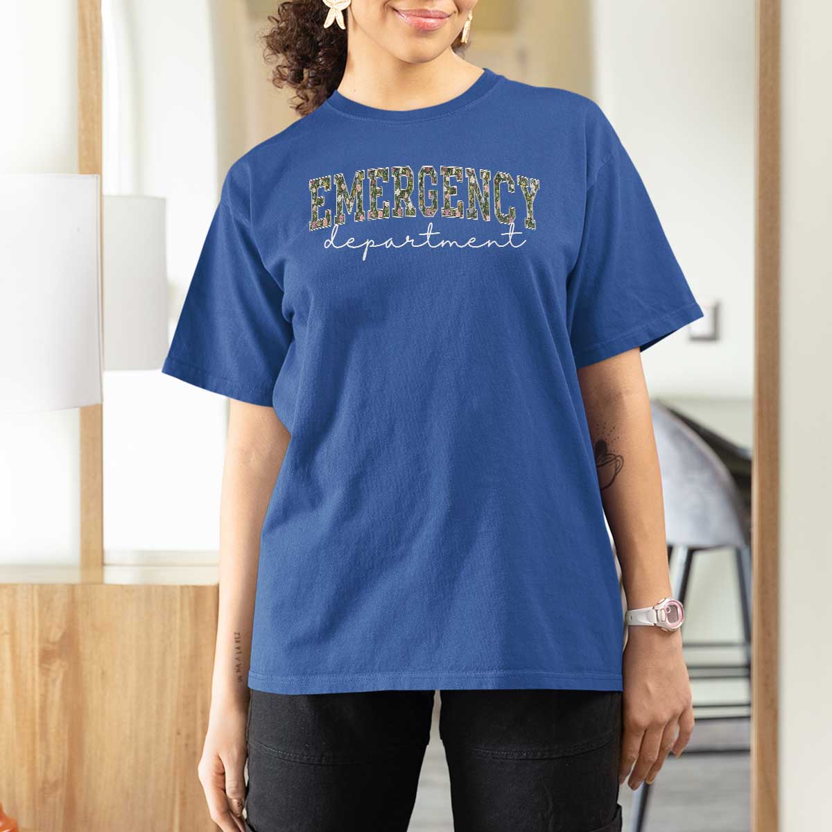 Floral Emergency Department T Shirt For Women ER Nurse Gift - Wonder Print Shop