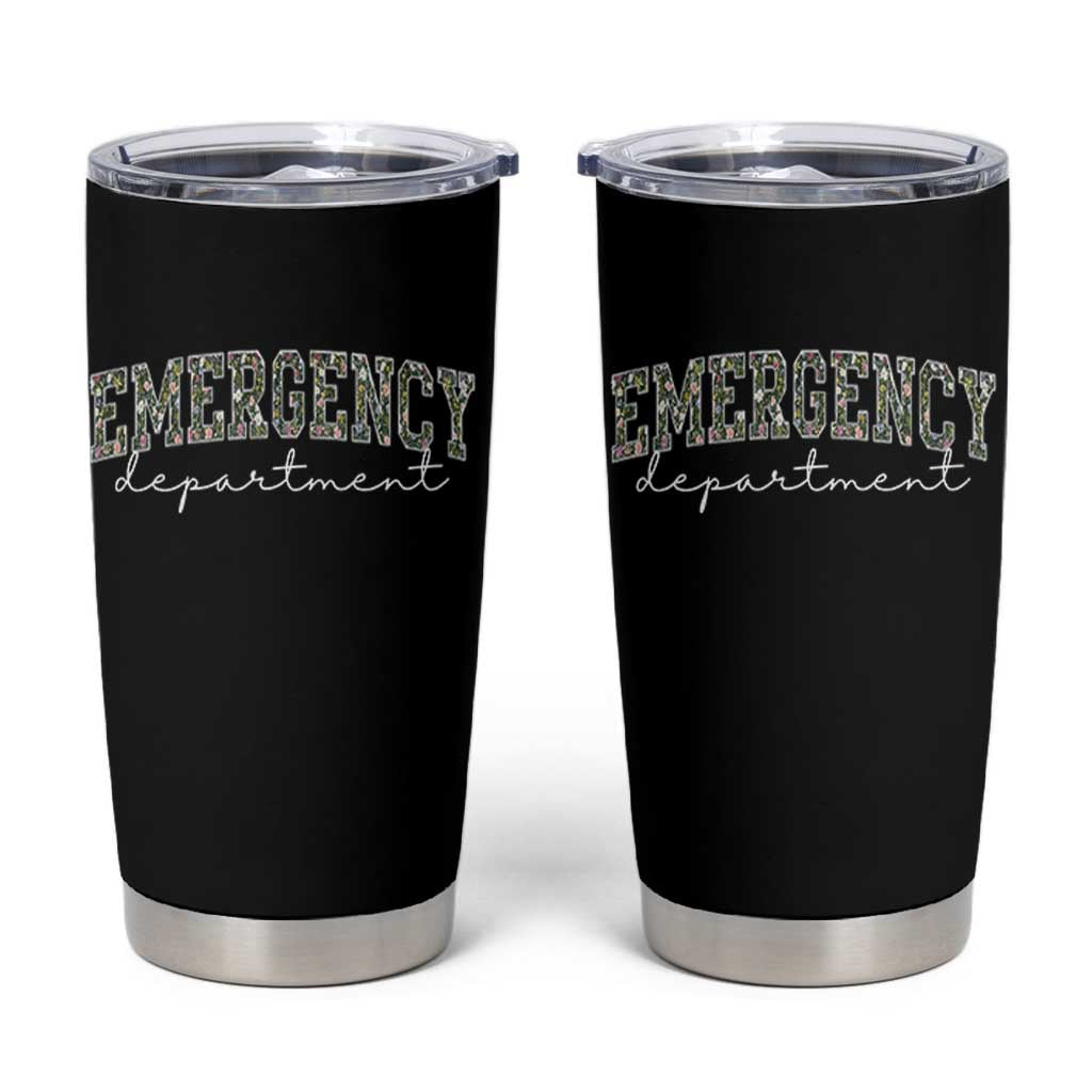 Floral Emergency Department Tumbler Cup ER Nurse Gift - Wonder Print Shop