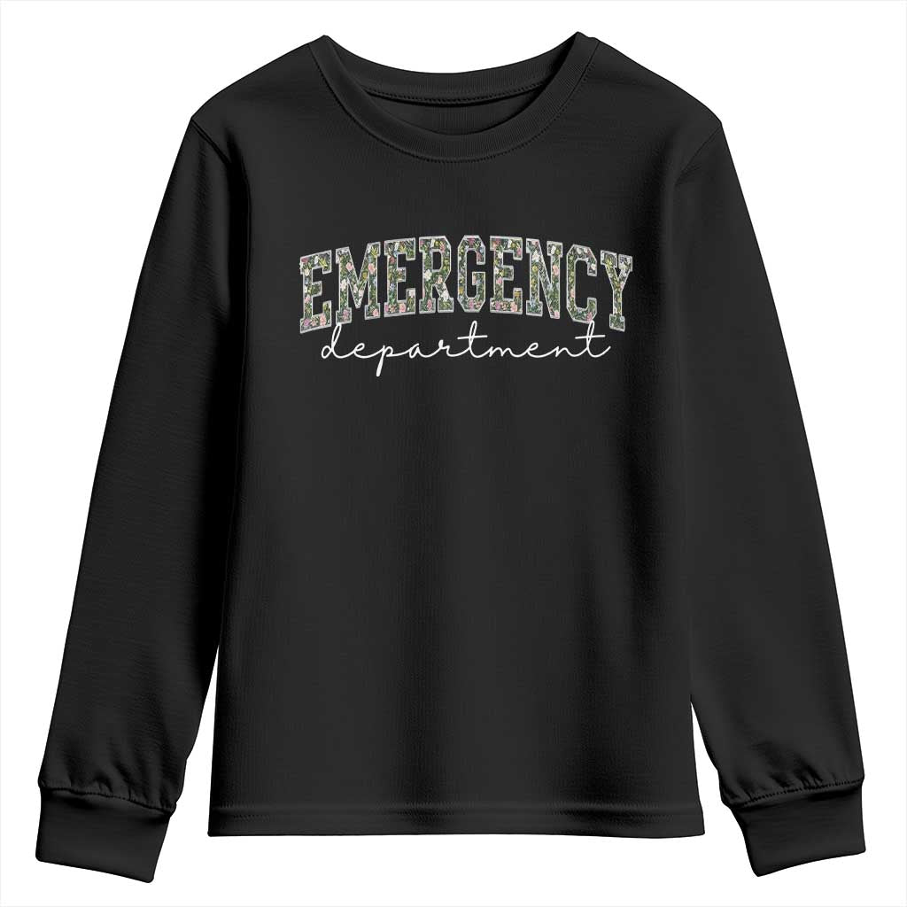 Floral Emergency Department Youth Sweatshirt ER Nurse Gift - Wonder Print Shop