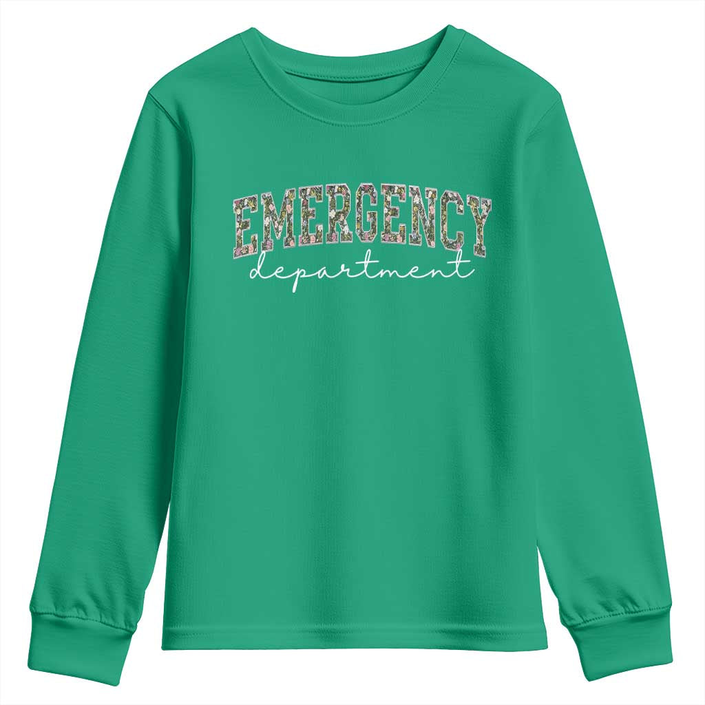 Floral Emergency Department Youth Sweatshirt ER Nurse Gift - Wonder Print Shop