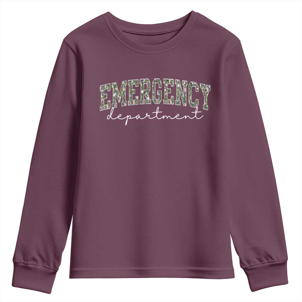 Floral Emergency Department Youth Sweatshirt ER Nurse Gift - Wonder Print Shop
