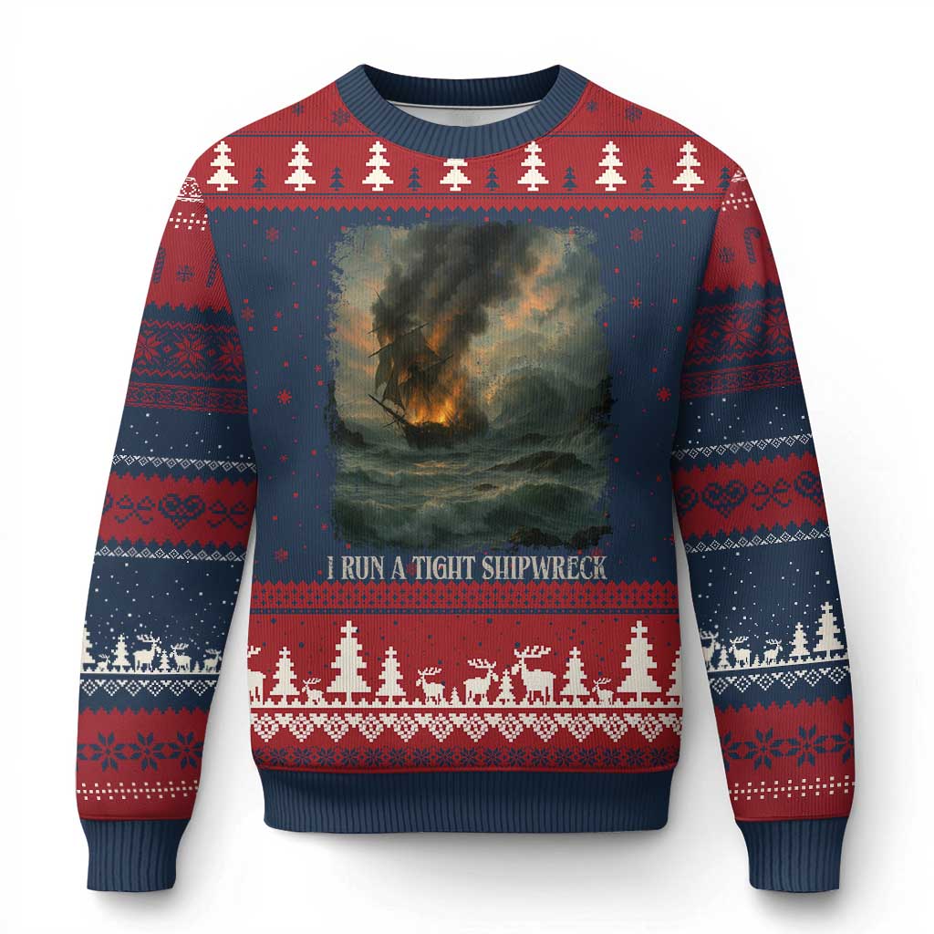 I Run a Tight Shipwreck Ugly Christmas Sweater Homeschool Mama Cool Mom - Wonder Print Shop