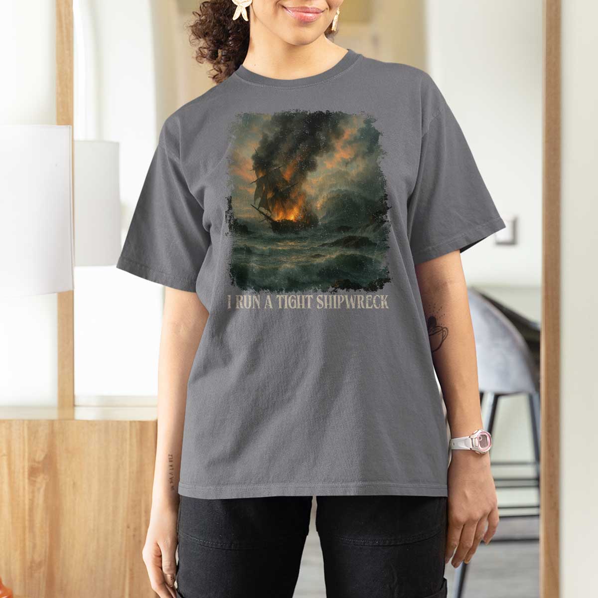 I Run a Tight Shipwreck T Shirt For Women Homeschool Mama Cool Mom - Wonder Print Shop