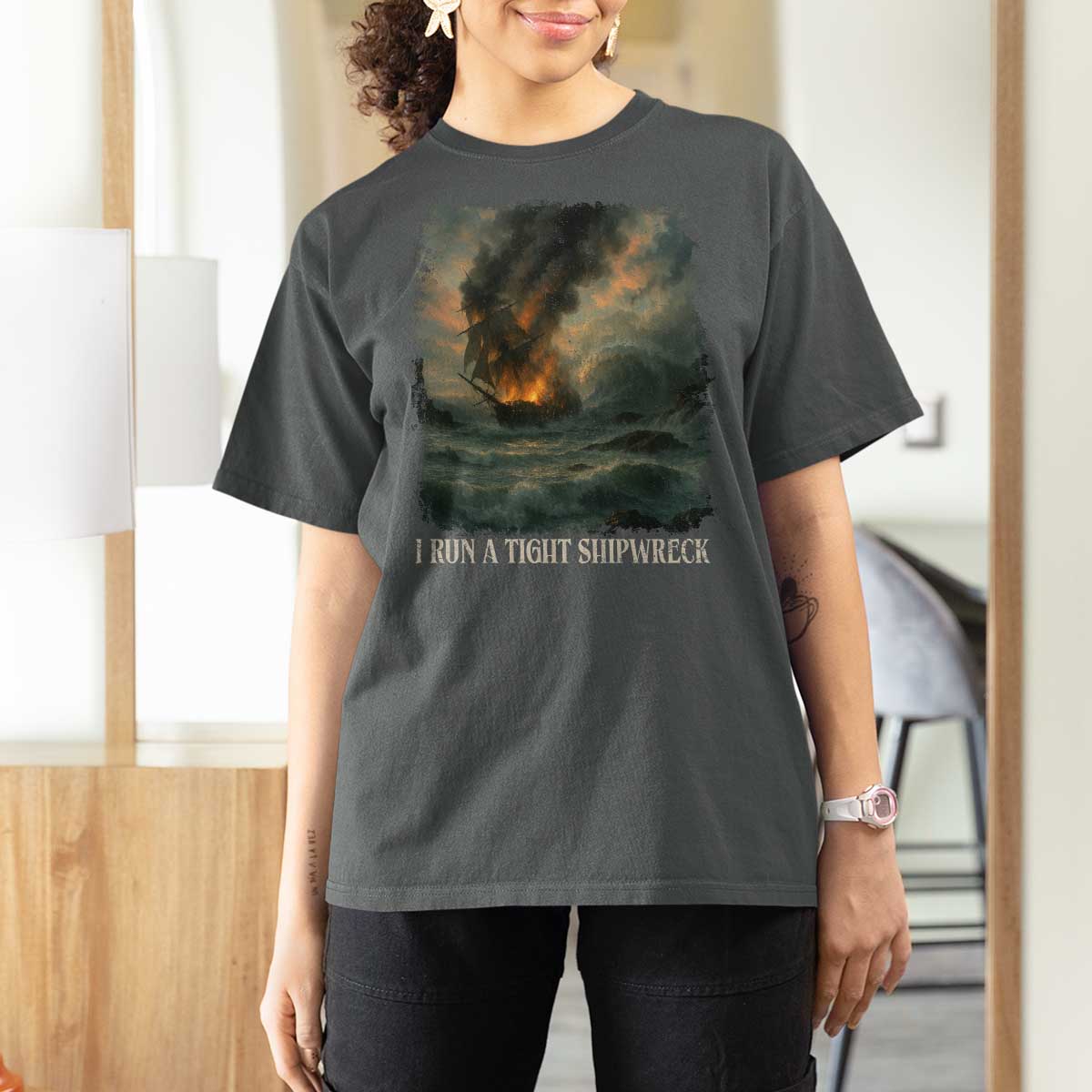 I Run a Tight Shipwreck T Shirt For Women Homeschool Mama Cool Mom - Wonder Print Shop