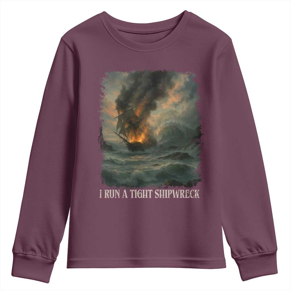 I Run a Tight Shipwreck Youth Sweatshirt Homeschool Mama Cool Mom - Wonder Print Shop