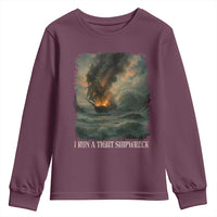 I Run a Tight Shipwreck Youth Sweatshirt Homeschool Mama Cool Mom - Wonder Print Shop