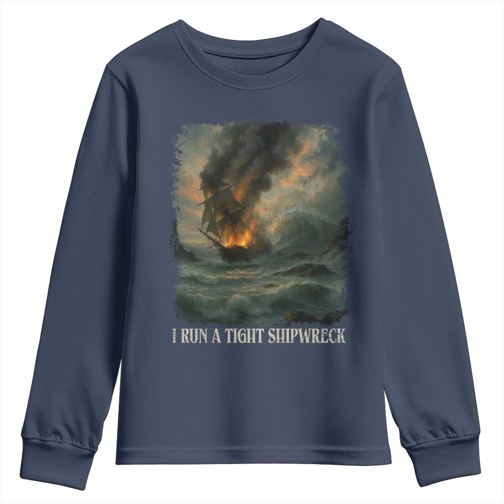 I Run a Tight Shipwreck Youth Sweatshirt Homeschool Mama Cool Mom - Wonder Print Shop