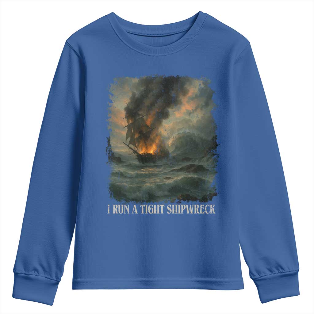 I Run a Tight Shipwreck Youth Sweatshirt Homeschool Mama Cool Mom - Wonder Print Shop