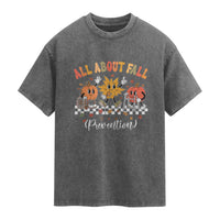 Fall Prevention Washed Cotton T-Shirt Autumn Thanksgiving Nurse PT OT