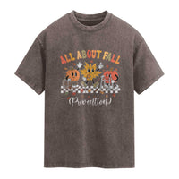 Fall Prevention Washed Cotton T-Shirt Autumn Thanksgiving Nurse PT OT