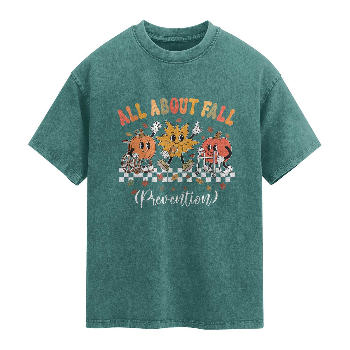 Fall Prevention Washed Cotton T-Shirt Autumn Thanksgiving Nurse PT OT
