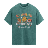 Fall Prevention Washed Cotton T-Shirt Autumn Thanksgiving Nurse PT OT