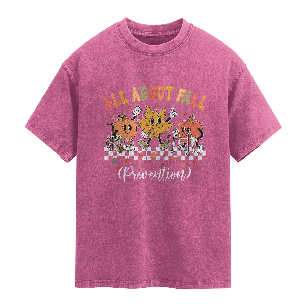 Fall Prevention Washed Cotton T-Shirt Autumn Thanksgiving Nurse PT OT