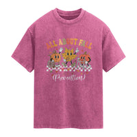 Fall Prevention Washed Cotton T-Shirt Autumn Thanksgiving Nurse PT OT