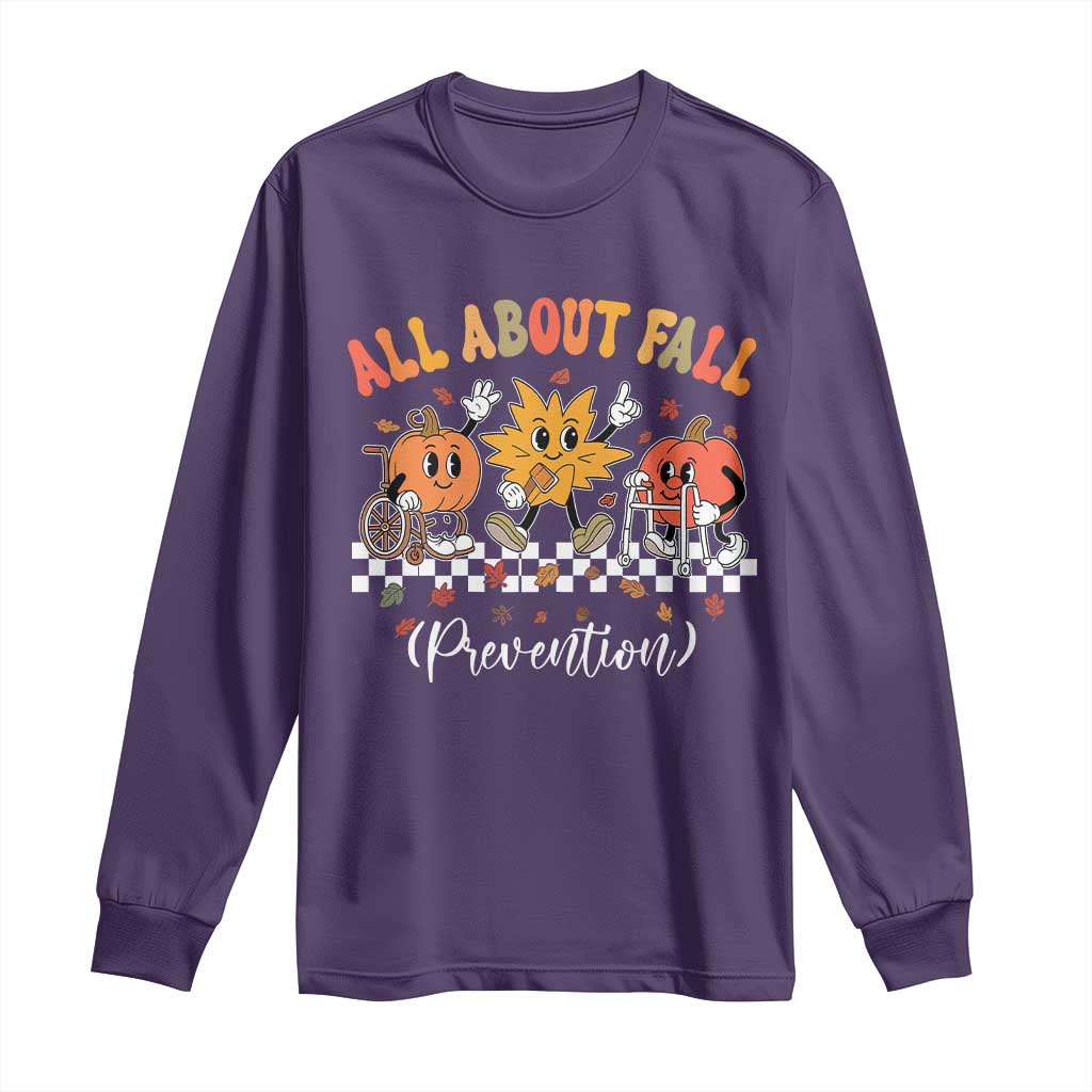 Fall Prevention Long Sleeve Shirt Autumn Thanksgiving Nurse PT OT - Wonder Print Shop