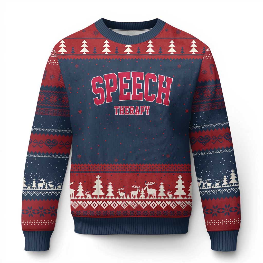 Retro Speech Therapy Ugly Christmas Sweater Special Education Therapist Teacher Appreciation