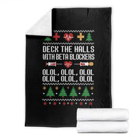 Funny Nurse Ugly Xmas Throw Blanket Deck The Hall With Beta Blockers - Wonder Print Shop
