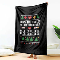 Funny Nurse Ugly Xmas Throw Blanket Deck The Hall With Beta Blockers - Wonder Print Shop