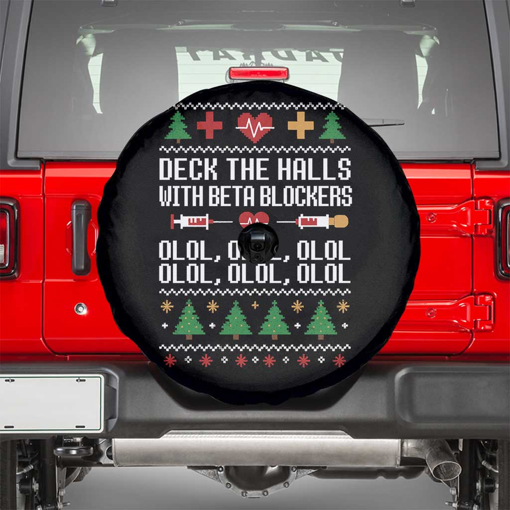 Funny Nurse Ugly Xmas Spare Tire Cover Deck The Hall With Beta Blockers - Wonder Print Shop