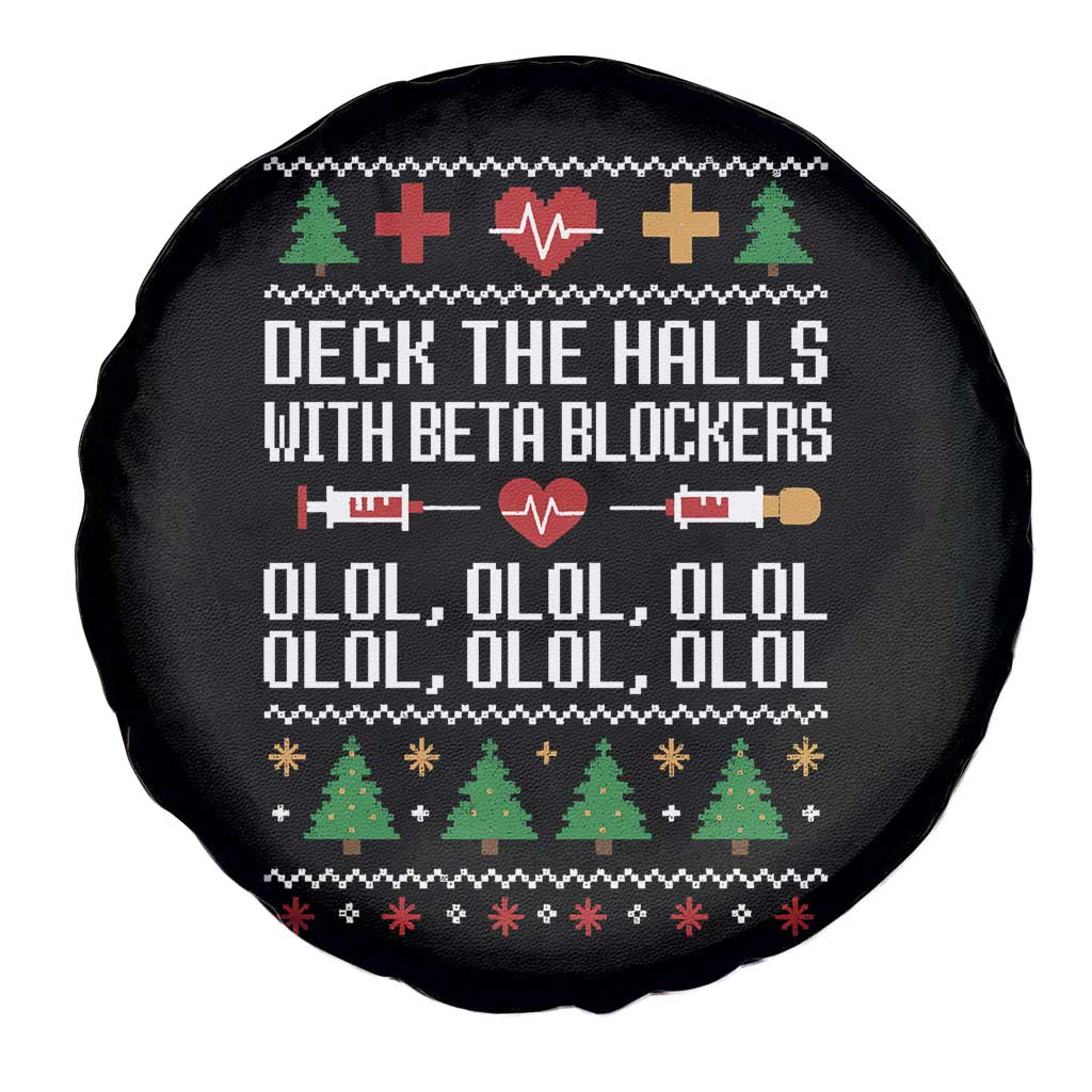 Funny Nurse Ugly Xmas Spare Tire Cover Deck The Hall With Beta Blockers - Wonder Print Shop