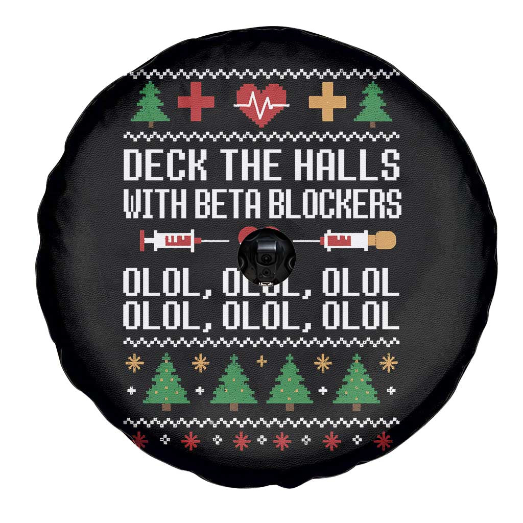 Funny Nurse Ugly Xmas Spare Tire Cover Deck The Hall With Beta Blockers - Wonder Print Shop