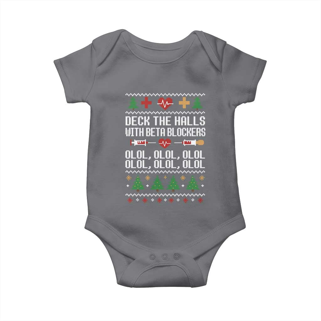 Funny Nurse Ugly Xmas Baby Onesie Deck The Hall With Beta Blockers - Wonder Print Shop