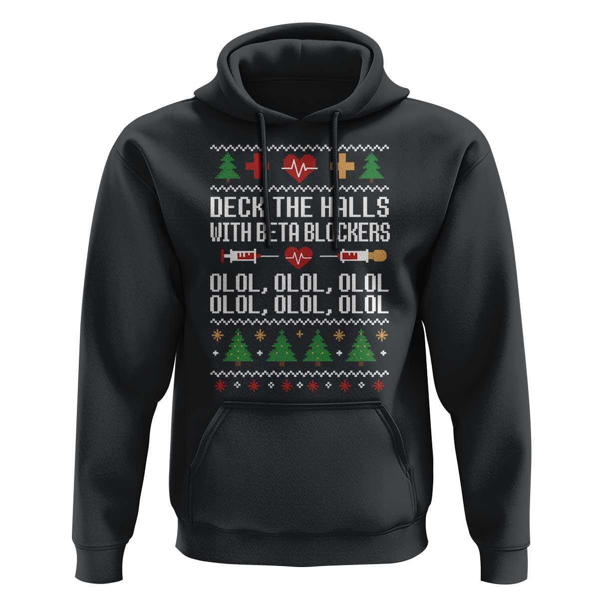 Funny Nurse Ugly Xmas Hoodie Deck The Hall With Beta Blockers - Wonder Print Shop