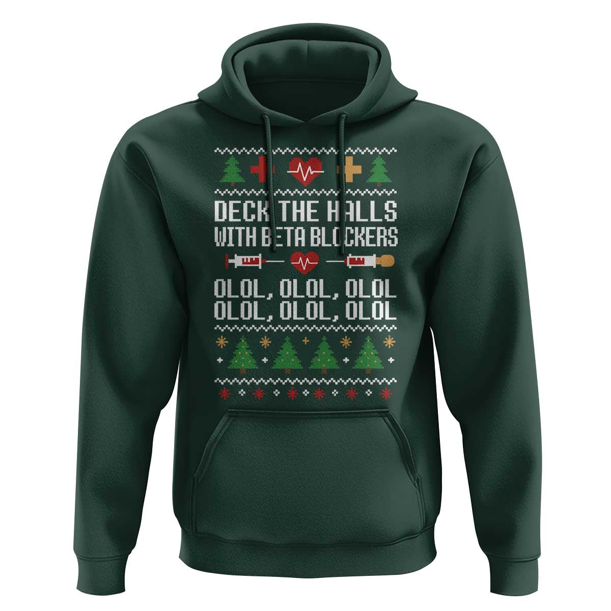 Funny Nurse Ugly Xmas Hoodie Deck The Hall With Beta Blockers - Wonder Print Shop