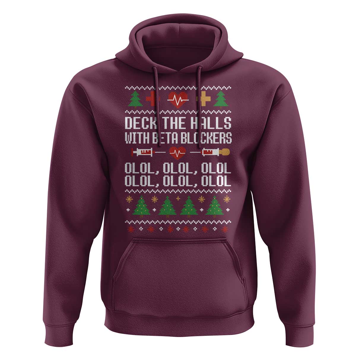 Funny Nurse Ugly Xmas Hoodie Deck The Hall With Beta Blockers - Wonder Print Shop
