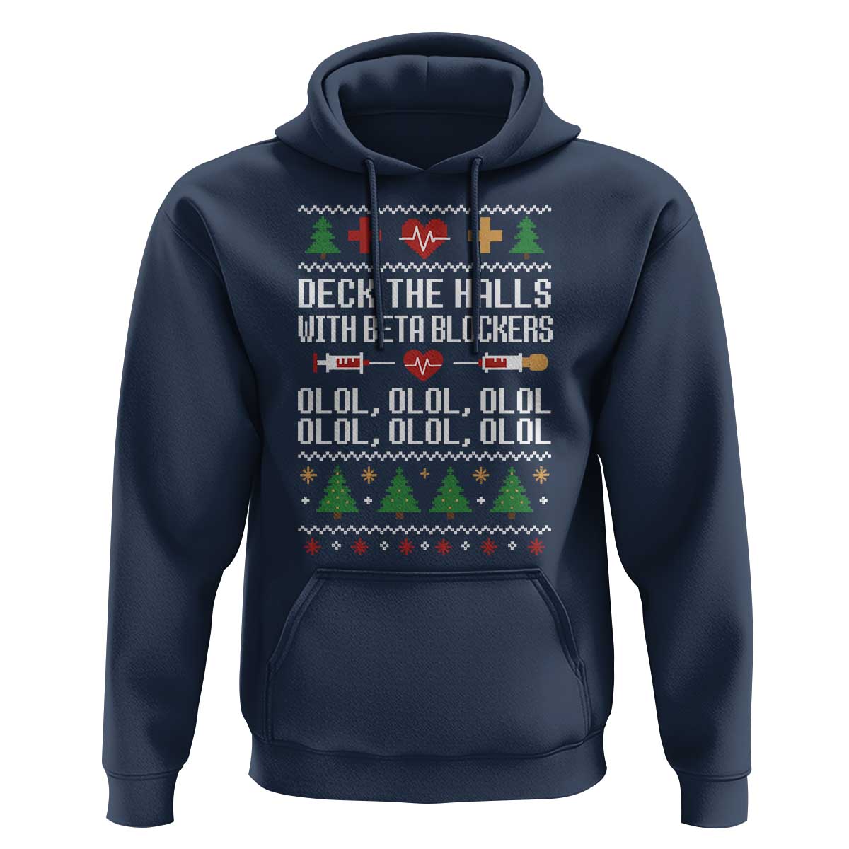 Funny Nurse Ugly Xmas Hoodie Deck The Hall With Beta Blockers - Wonder Print Shop