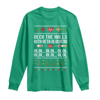 Funny Nurse Ugly Xmas Long Sleeve Shirt Deck The Hall With Beta Blockers - Wonder Print Shop