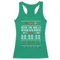Funny Nurse Ugly Xmas Racerback Tank Top Deck The Hall With Beta Blockers - Wonder Print Shop