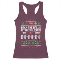 Funny Nurse Ugly Xmas Racerback Tank Top Deck The Hall With Beta Blockers - Wonder Print Shop