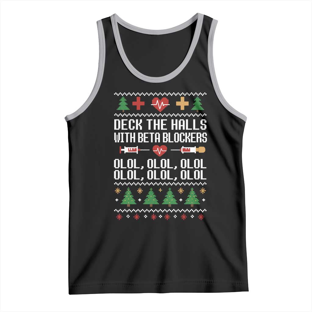 Funny Nurse Ugly Xmas Tank Top Deck The Hall With Beta Blockers - Wonder Print Shop