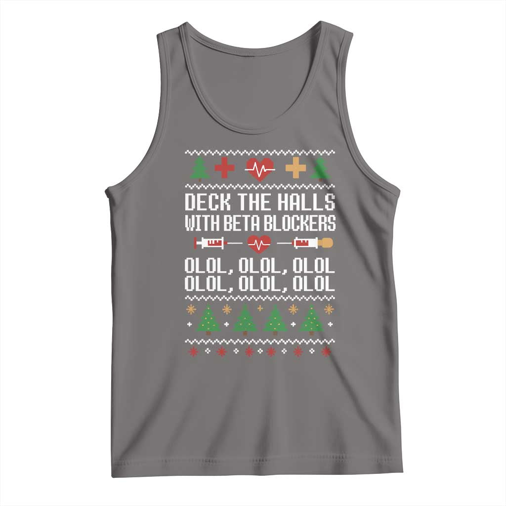 Funny Nurse Ugly Xmas Tank Top Deck The Hall With Beta Blockers - Wonder Print Shop