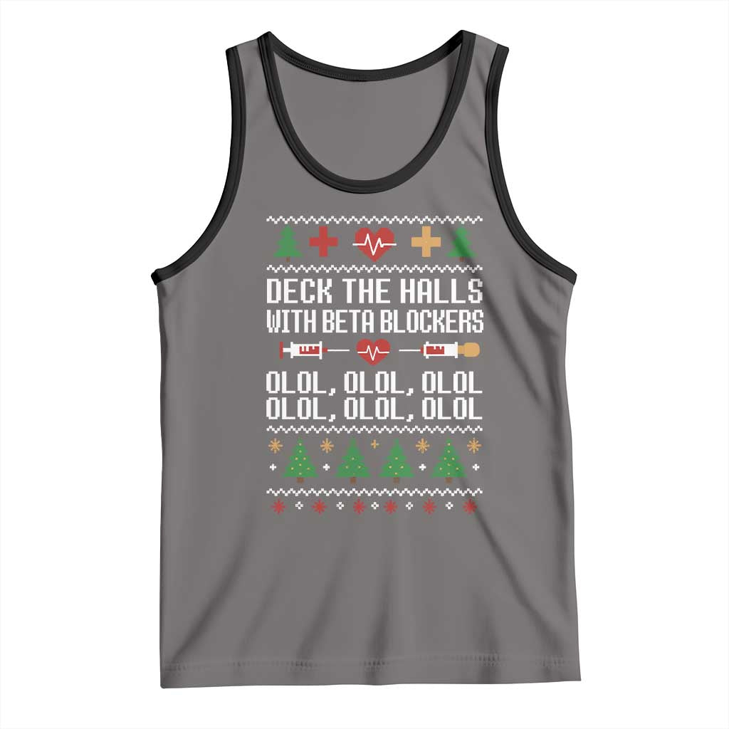 Funny Nurse Ugly Xmas Tank Top Deck The Hall With Beta Blockers - Wonder Print Shop