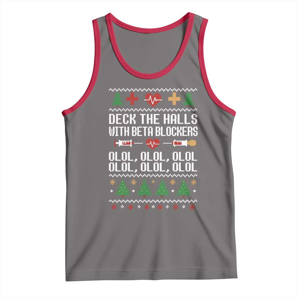 Funny Nurse Ugly Xmas Tank Top Deck The Hall With Beta Blockers - Wonder Print Shop