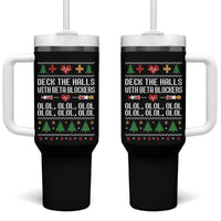 Funny Nurse Ugly Xmas Tumbler With Handle Deck The Hall With Beta Blockers - Wonder Print Shop