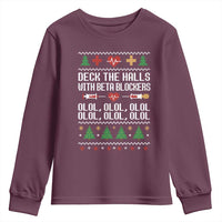Funny Nurse Ugly Xmas Youth Sweatshirt Deck The Hall With Beta Blockers - Wonder Print Shop